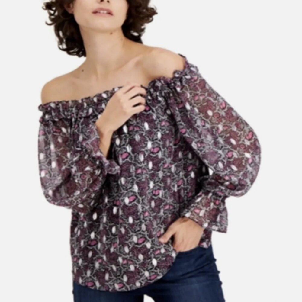 INC International Concepts Off-The-Shoulder Floral Peasant Top XS